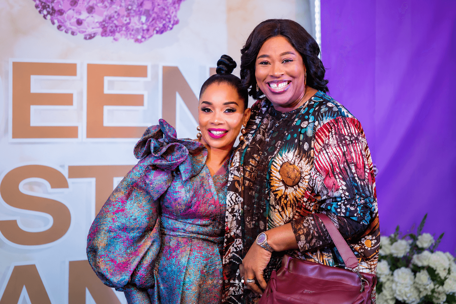 Two women smiling together at the Queen Esther's Banquet event